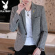 Playboy suit men's autumn and winter casual men's single Western Korean version slim fashion youth small suit j plus velvet jacket men's trendy K03 black regular style 2XL135-150Jin Jin is equal to 0.5 kg wear