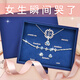 Crystal four-leaf clover necklace women's earrings bracelet gift box birthday gift for girls high-end light luxury 2025 new jewelry clover jewelry three-piece set-T169 blue
