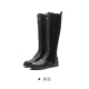 Lesaunda (lesaunda) autumn fashion spliced ​​side zipper boots mid-heeled Martin boots long boots for women 2T53901 black BKL38
