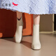 Red dragonfly short boots for women thick heel medium heel plus velvet to keep warm winter winter boots brand ankle boots women's boots 2024 winter off-white heel height 5.3cm 40