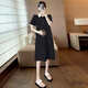 PREGNAND MUTTERITY KEID KEIS SUMMER 2025 Trendy Mutter Mutterschaftskleid Sommer Lapel T-Shirt Mode und locker großer Rockgrau XL (Empfohlen 125-145jin [Jin gleich 0,5 kg])