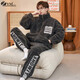 Zi Yanmeng pajamas men's autumn and winter coral velvet thickened plus velvet teenagers can wear warm home clothes men's casual suit 829# button L (170cm) 100-130Jin[Jin equals 0.5 kg]