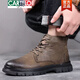 
CARTELO men's shoes genuine leather winter new style plush warm high-top cotton shoes for men's trendy versatile workwear Martin boots non-slip xby9901 black single boots 40