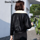 DavisKoko high-end brand short leather jacket women's 2021 new fashion cotton PU leather jacket loose fur one-piece jacket black M