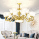 Boruike American Brass Chandelier Living Room Lights Luxury Luxury Amospheric Dining Room Lights Simple Retro Bedroom Study Light Duplex Floor Chandelier 691-8 Heads (avec LED à trois couleurs)