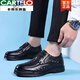 卡帝乐鳄鱼（CARTELO）品牌凉鞋男夏季真皮透气休闲皮鞋男士镂空洞洞鞋软底爸爸鞋 6627黑色镂空 38