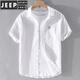 Jeep Spirit Men's Men's Short à manches à manches en lin en lin de coton décontracté masculin