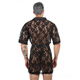 Boys Men's Sexy Nightgown Super Sexy Lace Transparent Thong Bathrobe Lounge Suit 2XL Black