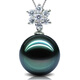 Tahitian black pearl pendant necklace single mother-of-pearl bead snowflake clavicle chain 925 silver 8mm-9mm black