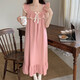 
Slim and beautiful summer princess style cotton suspender nightgown for women in summer thin pajamas with chest pad girl mid-length dress 9905 black M
