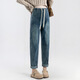 Bonaling maternity pants wears jeans, loose drawstring dad pants, Harun wide-leg pants, small casual pregnancy suit, maternity pants [drawstring style] XL code 120Jin [Jin equals 0.5 kg]-135Jin [Jin equals 0.5 kg]