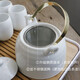 Gushengji pure white simple tea set household Jingdezhen high white ceramic underglaze color teapot tea cup large handle pot pure white simple (1 pot 6 cups + bamboo tray)