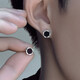 Crystal 925 silver earrings men's earrings single handsome high-end pair black earrings birthday gift for men