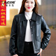 Woodpecker high-end velvet leather jacket women's short coat sheepskin slim slim leather jacket 2025 autumn and winter new leather shirt black winter cotton style plus velvet 3XL recommended 120-130Jin Jin equals 0.5 kg