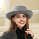 Zunti hat women's autumn and winter wool woolen hat rolled edge flat top retro bow British versatile casual fashion hat gray one size