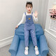 Kinderkleidung Girls Overalls für neue Frühling und Herbst Koreanische Version von Mid-Large Children's Suit Denim Overalls zweiteiliger Set 10-13 Jahre altes Modehemdstil Größe 140 Größe Empfohlene Höhe von 135 cm