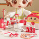 Notes de voyage mignonnes pour le petit docteur pour enfants jouant un jouet maison pour filles avec stéthoscope et kit de traitement médical pour bébé joue des jouets d'injection sans seau de rangement [rose] 45 pièces d'équipement médical