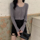 Shuoyi Meilian Knitted Sweater Women's Cardigan 2024 Spring New Korean Style Western Style Versatile Slim Long Sleeve Top Women's Black One Size