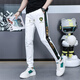 Monrotons neue europäische Marken-Trendy-Casual Hosen für Herbst und Winter, Herren-gestickte Modesporthosen Hosen 9926 White 29 [95-115jin [Jin entspricht 0,5 kg]]