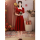 Saile Toast Clothes Bride 2025 Nouvelle petite robe de fiançailles portant généralement une robe de mariée pour la femme de style mince d'été borgogne l