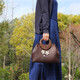Baumwoll gewebter Strohbeutel, Muschel, Blume, Holzgriff, Rattan-Beutel handgewebte Tasche, Frauenbeutel, Strandurlaub, Strandtasche, Retro-Handtasche, dunkle Kaffeefarbe