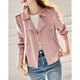 Demana [Capa de aire de gamuza seleccionada] Collar capaz de primavera y otoño y bucle de hombro Craft Small Women's Jacket