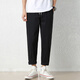 Jewish casual pants for men in summer new loose ice silk straight sport nine-point pants for men conical Korean style trendy trousers 9904 black 2XL