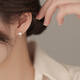 Qi Xiaomi 999 pure silver freshwater pearl earrings for women, pierced ears for sleeping, no need to remove earrings, ear hooks, ear rings, light luxury earrings, 2 pieces