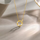 Saturday Fortune (ZLF) yellow 18K gold diamond Möbius ring necklace for women, geometric double ring pendant as a holiday gift for girlfriend, chain length 40+5CM adjustable