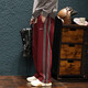 Jingulai striped straight-leg sweatpants for men in spring and autumn, loose zipper pockets, large size fat sweatpants, men's casual pants, red, thickened, velvet, 3XL, weight 180-200Jin Jin is equal to 0.5 kg