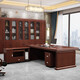 Rulan boss desk office desk and chair combination new Chinese style executive desk office Chinese style president desk manager desk supervisor desk 2.4 meters table + double side cabinets
