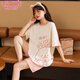 Modal spring and summer new pajamas women's short-sleeved shorts summer cute cartoon loose women's home clothes set can be worn outside Q6627 L - (recommended 95-115 Jin Jin equals 0.5 kg)