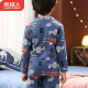 Antarctic children's pajamas spring and autumn long-sleeved trousers boys lapel suit pajamas children's home clothes printed navy 160