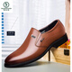 啄木鸟皮鞋男鞋春秋季新款休闲真皮商务正装棕色英伦百搭一脚蹬内增高潮 9908黑色增高 38