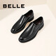 Belle black formal leather shoes men's cowhide business slip-on wedding shoes B3GK7CM1 black 39 (245mm)