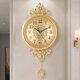EVEMI European style wall clock living room home luxury atmospheric clock wall hanging decoration pure copper swing clock home large - automatic radio wave movement 20 inches or more