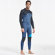 Sharbat 3MM wetsuit for men, thickened and warm, winter swimming, outdoor snorkeling one-piece long-sleeved swimsuit, surfing jellyfish suit, dark blue and black, water orchid L (suitable for 110-125 Jin Jin equals 0.5 kg)