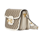 Gucci (GUCCI) women's bag horse buckle shoulder bag 1955 series small crossbody bag double G pattern canvas leather postman bag 92TCG 9761 white leather piping pre-sale