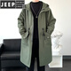 Jeep Spirit Sweaty Wind Coat Chaqueta de abrigo para hombres Nuevo abrigo de rodilla Over-Knee Autumn e invierno en espesor de la ropa sobre ropa masculina algodón verde militar más grueso l 115jin [Jin equivale a 0.5 kg] -140Jin [Jin equivale a 0.5 kg]