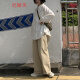 她风采 日系复古风直筒阔腿裤子女2022新款春秋季宽松个性工装裤休闲长 691#白色 L码【100-110斤】
