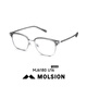 MOLSION Mosen eyebrow frame glasses frame Xiao Zhan same style for men and women glasses frames can be matched with anti-blue light glasses MJ6180 U16 silver transparent gray [Xiao Zhan]#Upgraded titanium frame# Frame +0 yuan with 0-degree anti-blue light lens