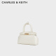 CHARLES/KEITH Fashion Crocodile Pattern Handheld Kelly Bag Women's Bag Birthday Gift CK2-30782470-1 CK2-30782470-1 Milk White Medium Bag
