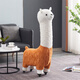 Mantenga linda alpaca montura muñeca taburete asiento animal muñeca con ruedas regalo de cumpleaños de juguete de lujos de lujo para mujeres para mujeres con estilo de polea de naranja desgarrable 1.12m
