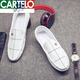 卡帝乐鳄鱼（CARTELO）春夏季新款男士豆豆鞋韩版懒人鞋低帮驾车皮鞋软面软底潮流男休闲 黑色9216 41