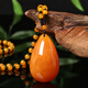 Qinhenghui guaranteed-price official beeswax pendant for women and old men, chicken fat yellow amber long necklace, ethnic style hanging F style/Hulu Wushi brand (old honey style)