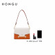 Honggu Women's Bag Fashion Trend Bag Personalized Contrast Color Shoulder Bag Hand Chain Bag Cowhide Crossbody Bag Small Square Bag H5133384 Off-White [Mother's Day Gift]