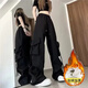 麦娅洛女款工装裤秋冬厚款美式复古子女季新款加绒加厚hiphop爵士舞阔腿 加绒 6197黑色加厚 M