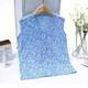 AB underwear women's pure cotton pajamas summer sleeveless sweatshirt middle-aged and elderly mothers printed V-neck cardigan vest T-shirt S724 Blue Lotus XXL (170/100)