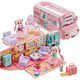 Jihuang 2024 Toy Girl, играющая в дом Принцесса Дом Девочки 3-6 лет 7 маленьких девочек 5 детей 4 подарка на день рождения Стиль гостиной + 2 куклы + свет [изящная подарочная коробка