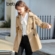 betu Baitu women's windbreaker for women's spring new lapel waist versatile mid-length jacket jd2101T36 khaki L

